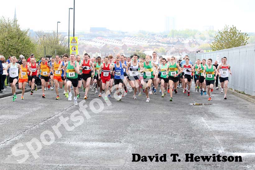 The start of the Terry O'Gara Memorial Road Race organised by Wallsend Harriers and AC race.